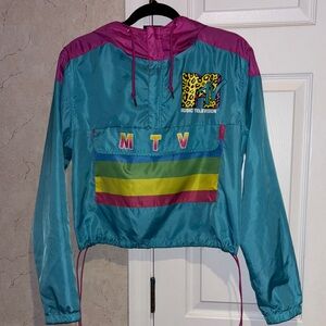 MTV Windbreaker Jacket - Teal and Pink